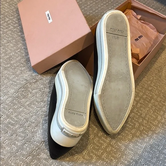 Miu Miu Black Slip-On Skater Platform Sneakers with Silver-Toned Tips - 39.5 - Picture 4 of 14